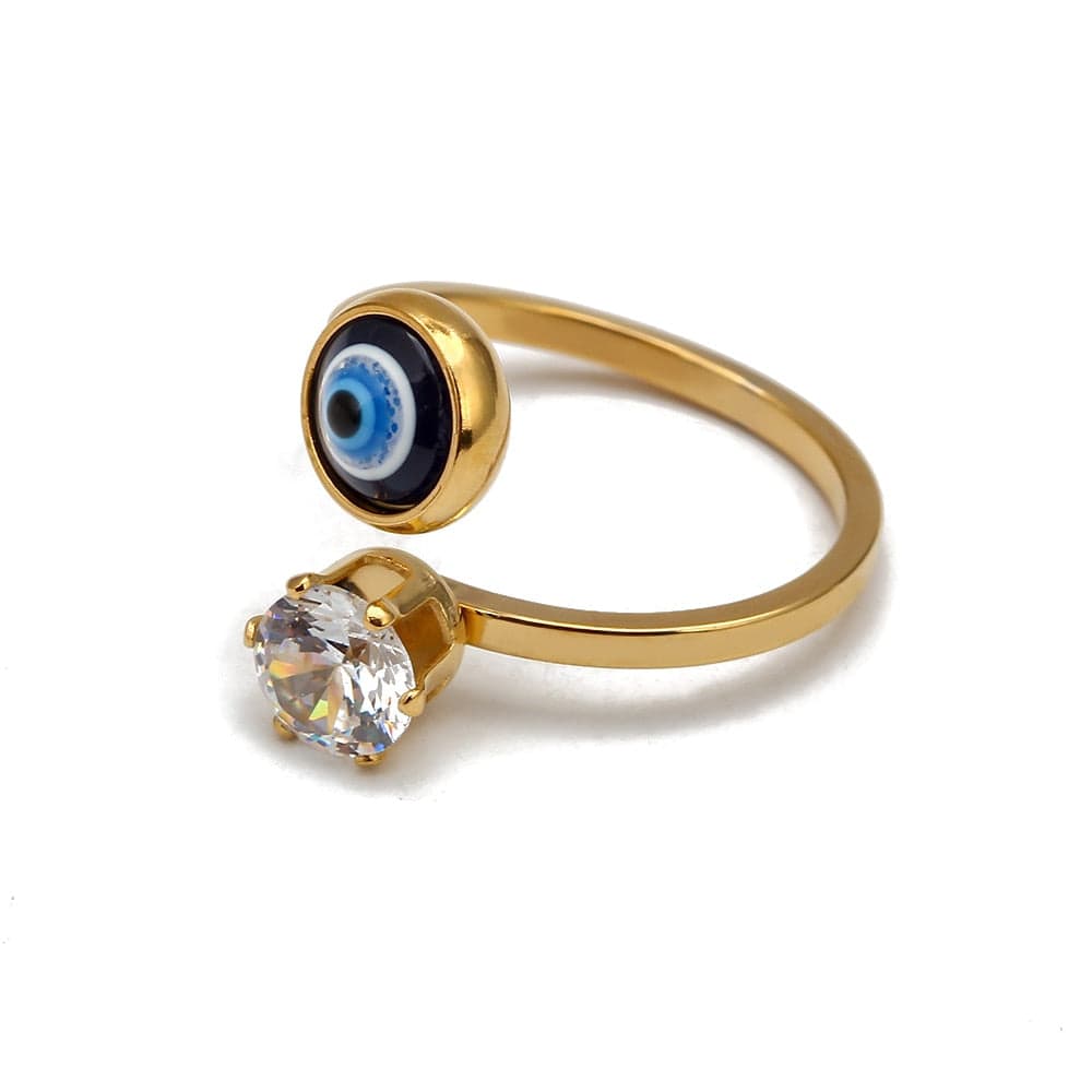 Greek Evil Eye Evil Eye Stone Adjustable Golden Ring