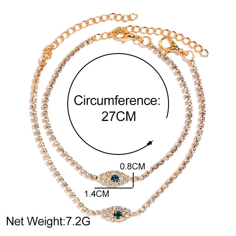 Greek Evil Eye Evil Eye White Zircon  Anklet