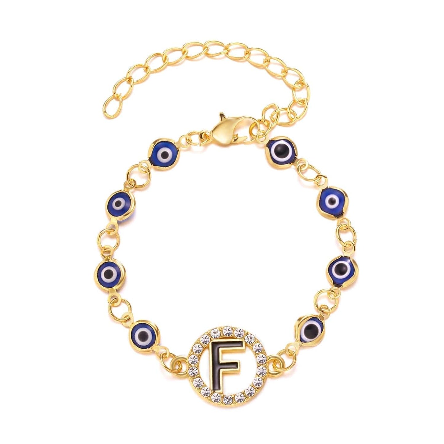 Greek Evil Eye F Evil Eye Alphabetic Bracelet