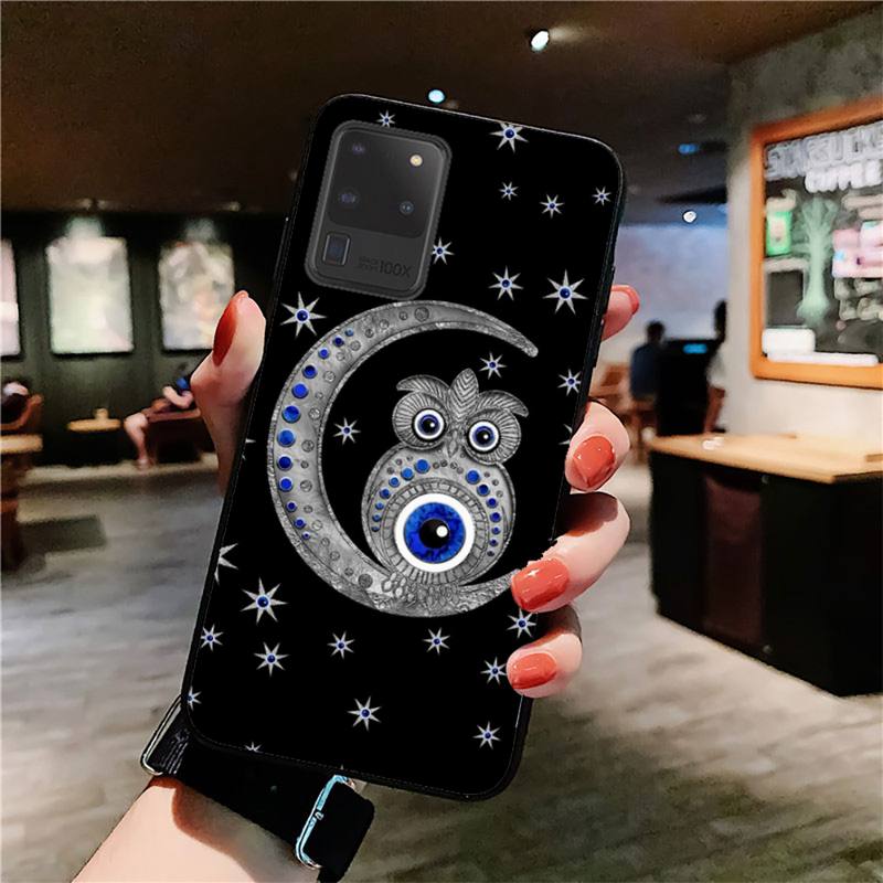 Greek Evil Eye Galaxy S10 plus / Black /Owl Samsung Galaxy Evil Eye Phone Case