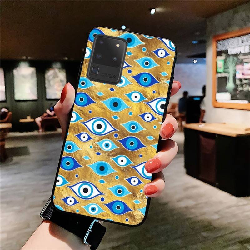 Greek Evil Eye Galaxy S10 plus / Brown /Aqua Eye Samsung Galaxy Evil Eye Phone Case