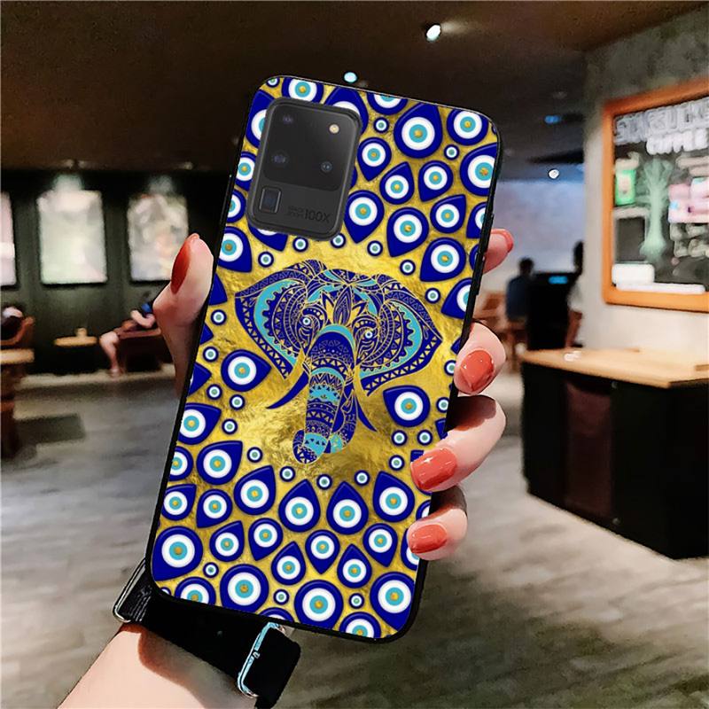 Greek Evil Eye Galaxy S10 plus / Flaxen /Blue Elephant Samsung Galaxy Evil Eye Phone Case