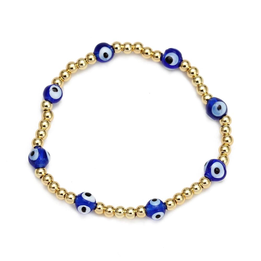 Greek Evil Eye Gold & Blue /1peice Evil Eye Golden Beaded Bracelet