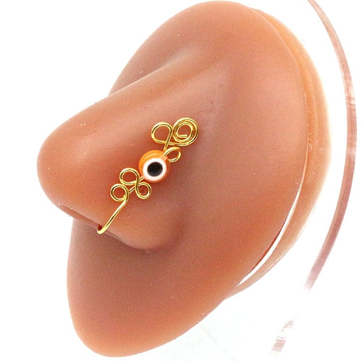 Greek Evil Eye Gold-Orange Multicolor Evil Eye Talisman Nose Cuff