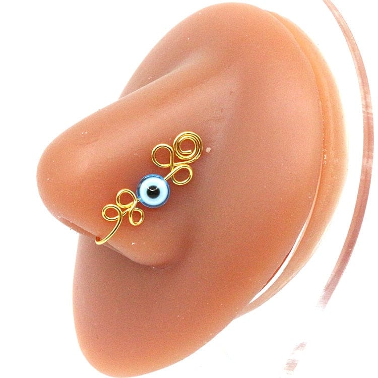 Greek Evil Eye Gold-Sky Multicolor Evil Eye Talisman Nose Cuff