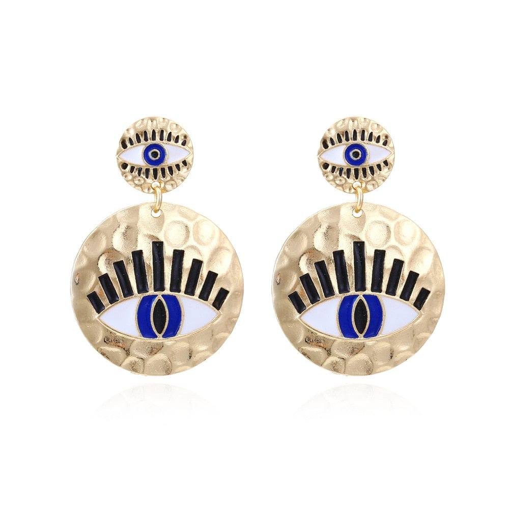 Greek Evil Eye Golden Evil Eye Drop Earrings