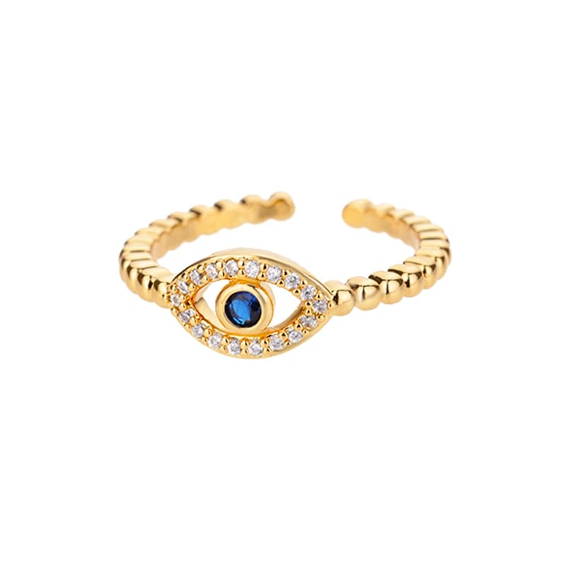 Greek Evil Eye Golden Evil Eye Open Party Ring