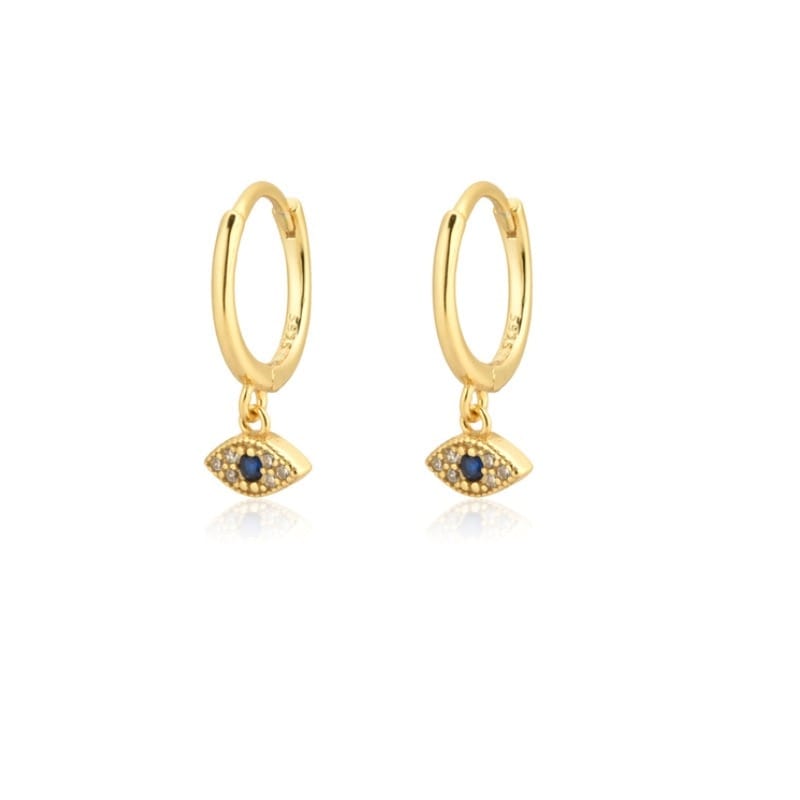 Greek Evil Eye Golden Stainless Steel Evil Eye Hoop Earrings