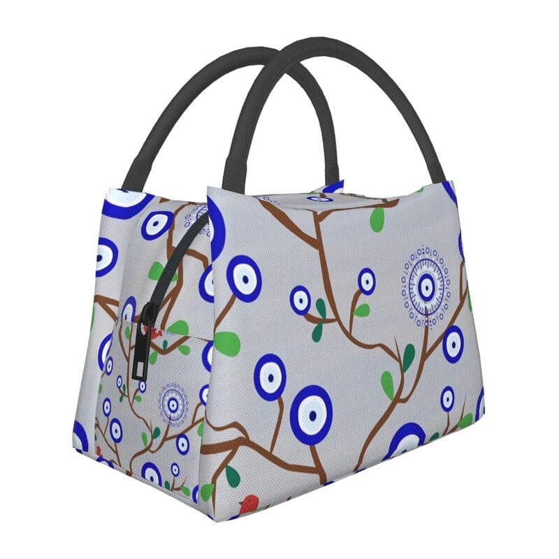 Greek Evil Eye Gray Evil Eye Lunch Bag for Picnics