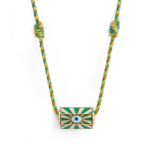 Greek Evil Eye Green Braided Rope Evil Eye Necklace