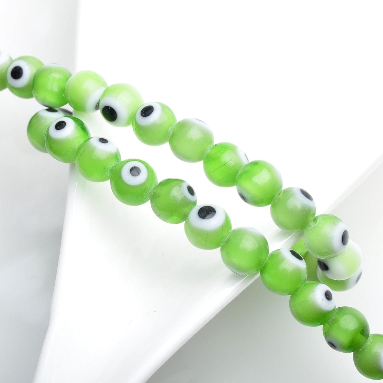 Greek Evil Eye Green Evil Eye Rounded Beads 50pcs