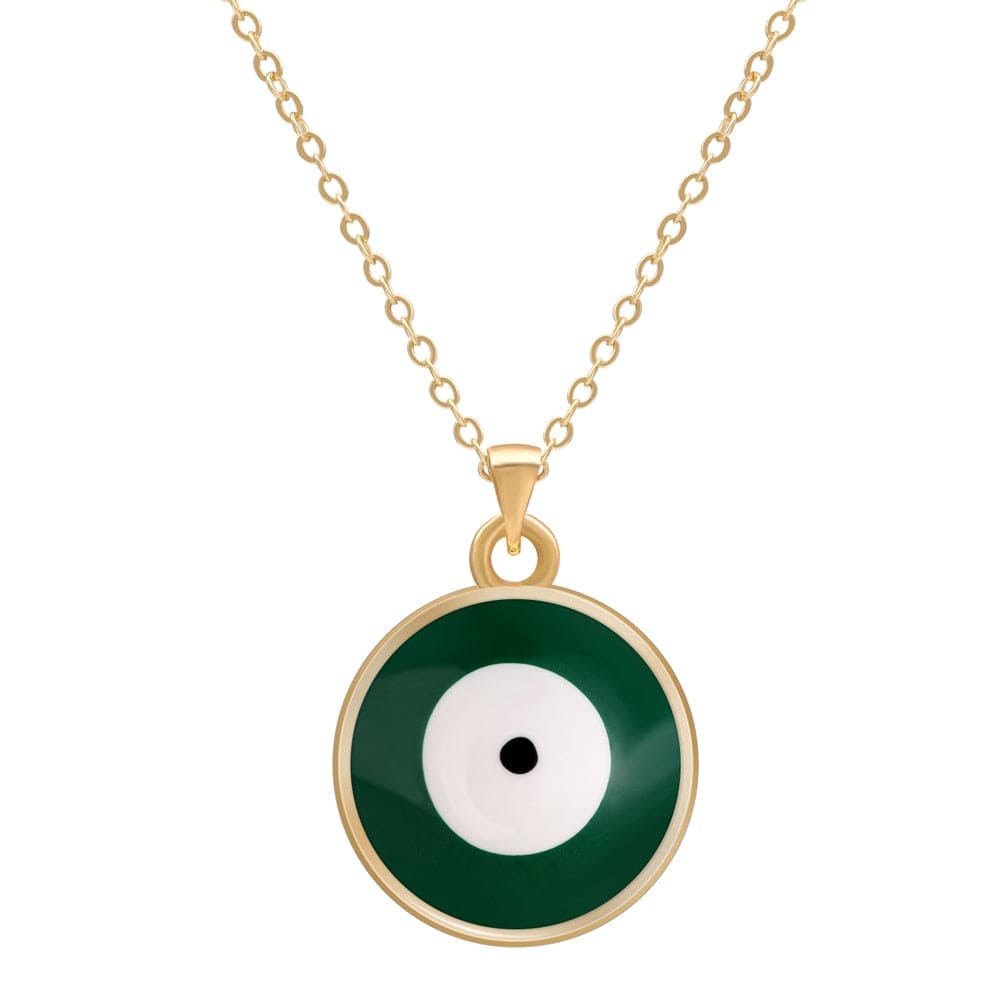 Greek Evil Eye Green Multicolor Evil Eye 14K Gold Plated Necklace