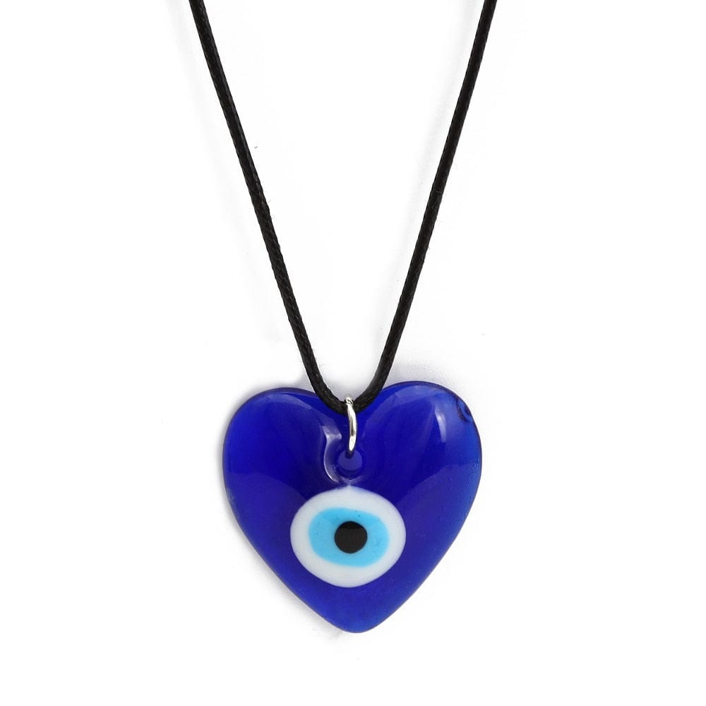 Greek Evil Eye Heart Blue Glass Evil Eye Amulet Necklace