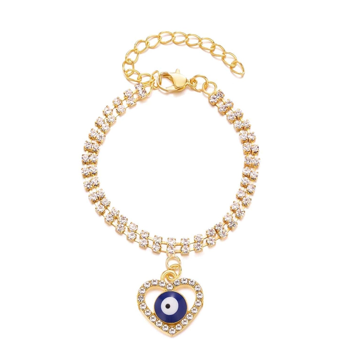 Greek Evil Eye Heart Evil Eye Golden Bracelet For Women