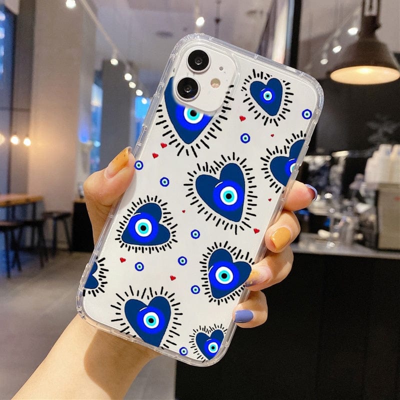 Greek Evil Eye IPhone 7 8 SE / Witty-Heart Soft Evil Eye iPhone Case For Ladies