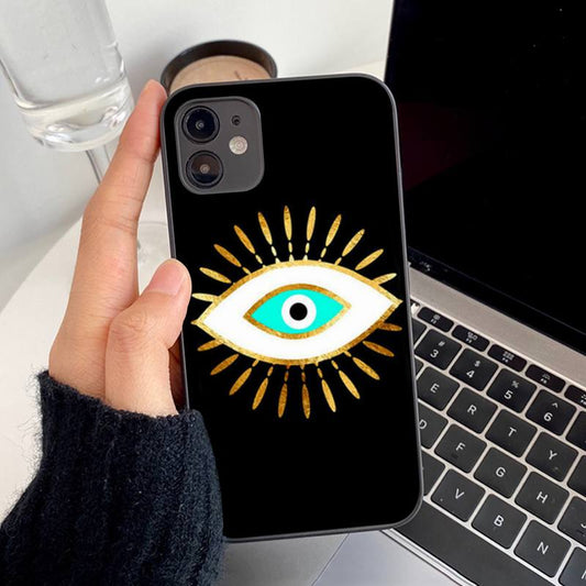 Greek Evil Eye IPhone SE 2020 / Aqua-Eye Black Stylish Evil Eye iPhone Case