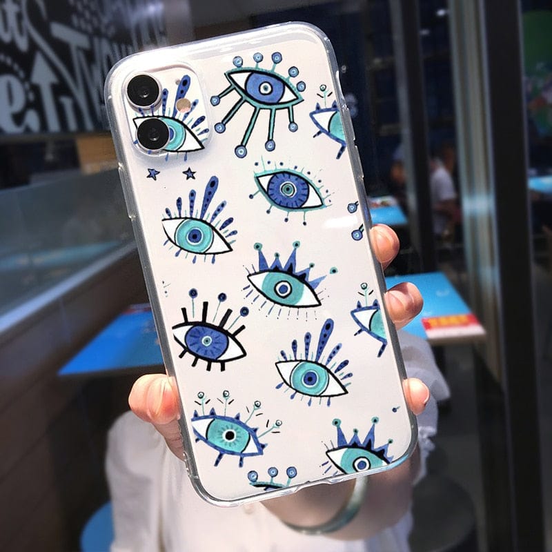 Greek Evil Eye IPhone X  XS / Blue & Aqua Evil Eye Printed iPhone Case