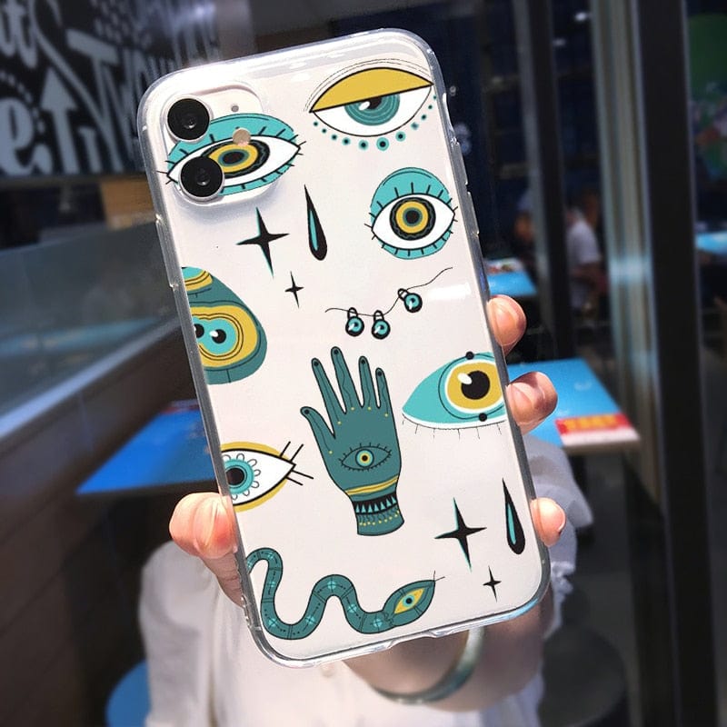 Greek Evil Eye IPhone X  XS / Green Hand Evil Eye Printed iPhone Case