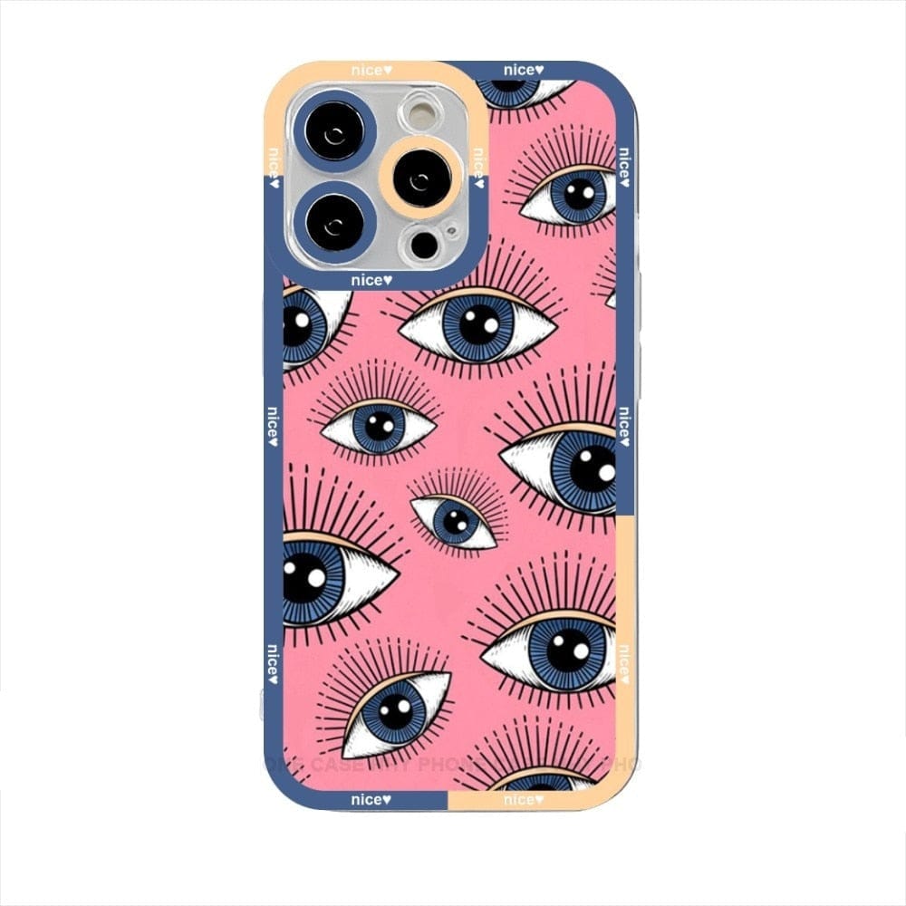 Greek Evil Eye IPhone14 / Misty Rose Evil Eye Colorful iPhone Cases