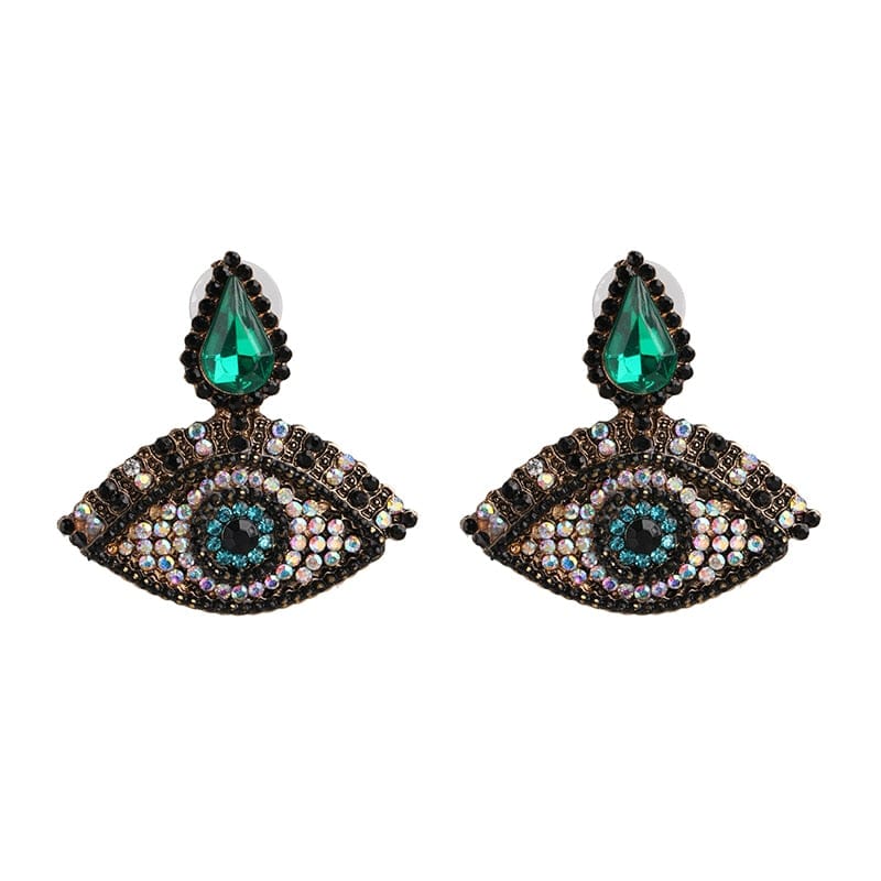 Greek Evil Eye Jungle Green Evil Eye Drop Earrings