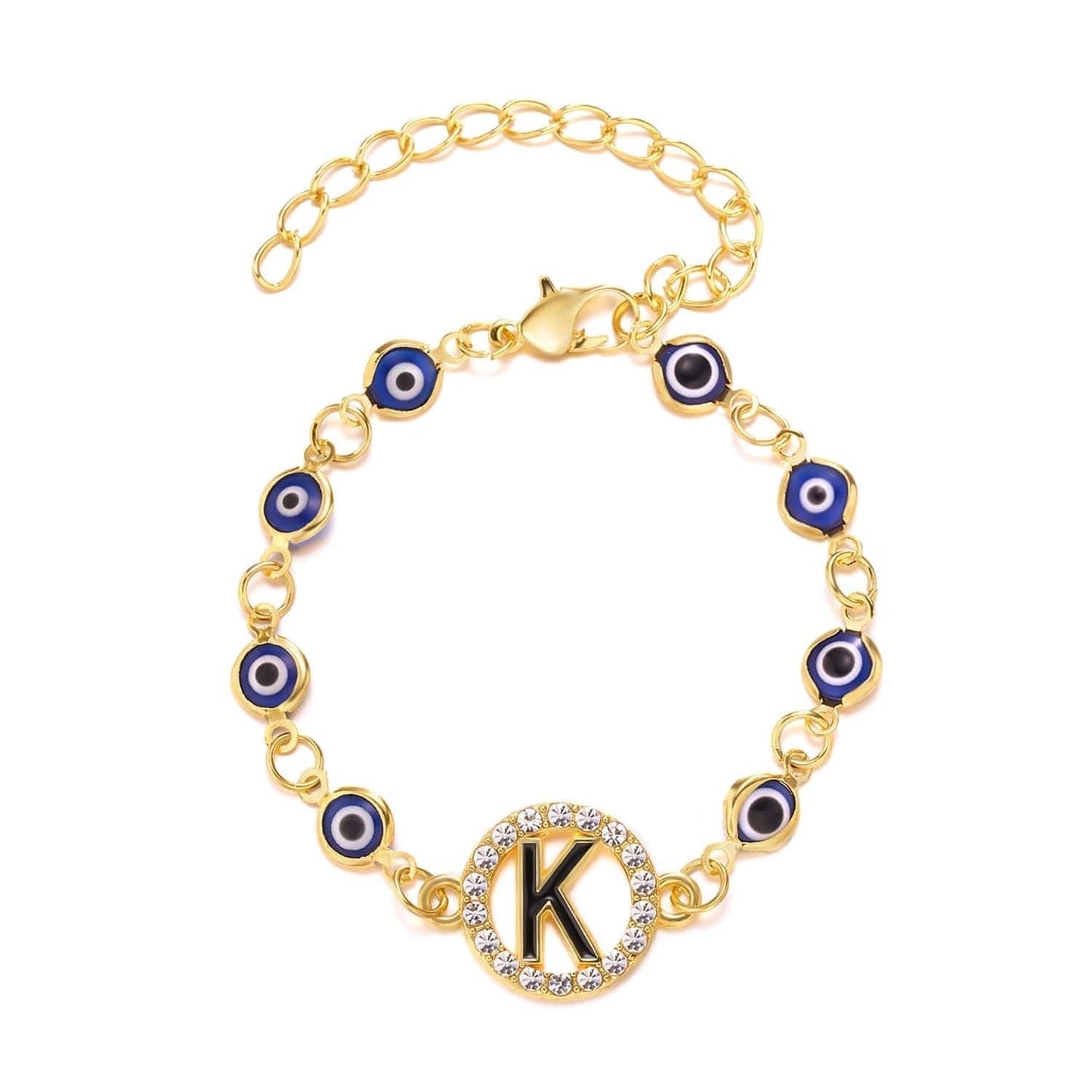 Greek Evil Eye K Evil Eye Alphabetic Bracelet