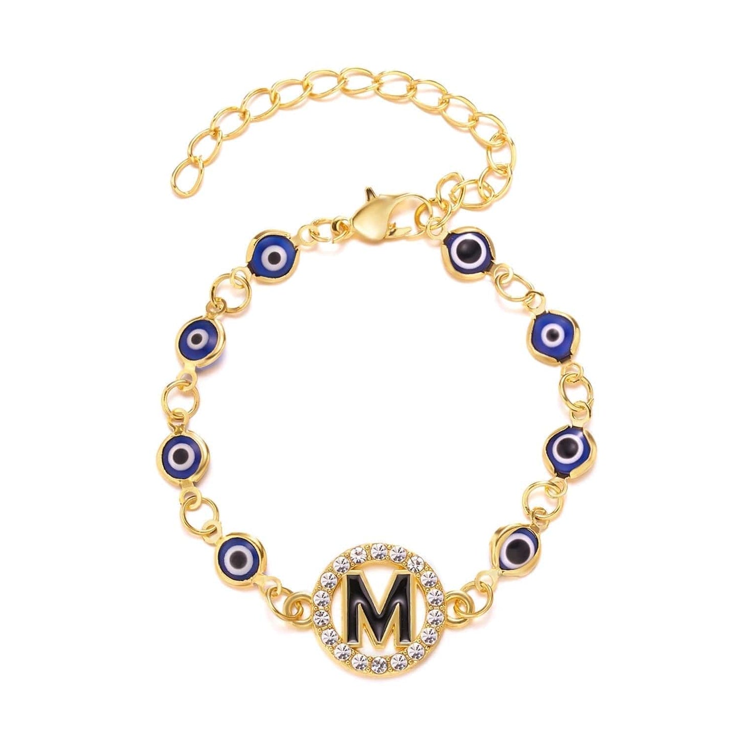 Greek Evil Eye M Evil Eye Alphabetic Bracelet