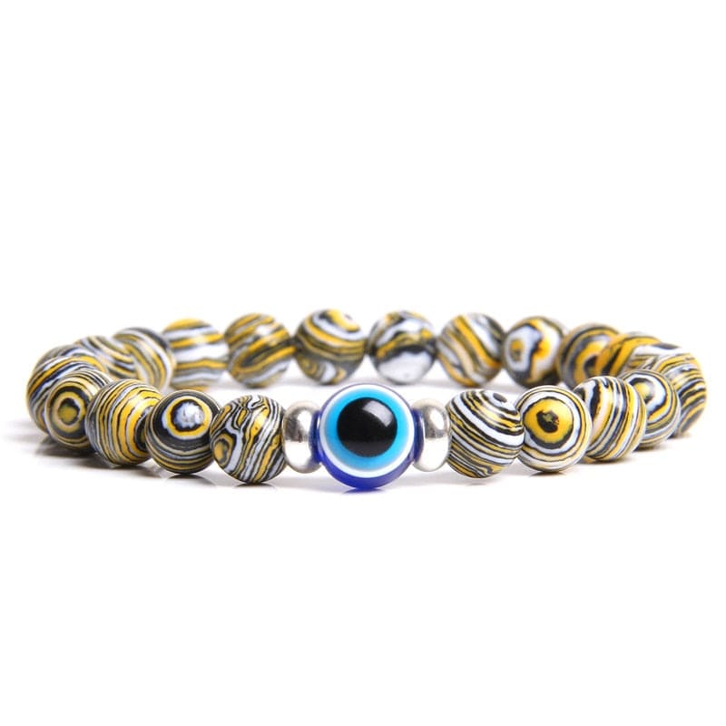 Greek Evil Eye malachite yellow / 17cm Evil Eye Blue Classic Stone Bracelet