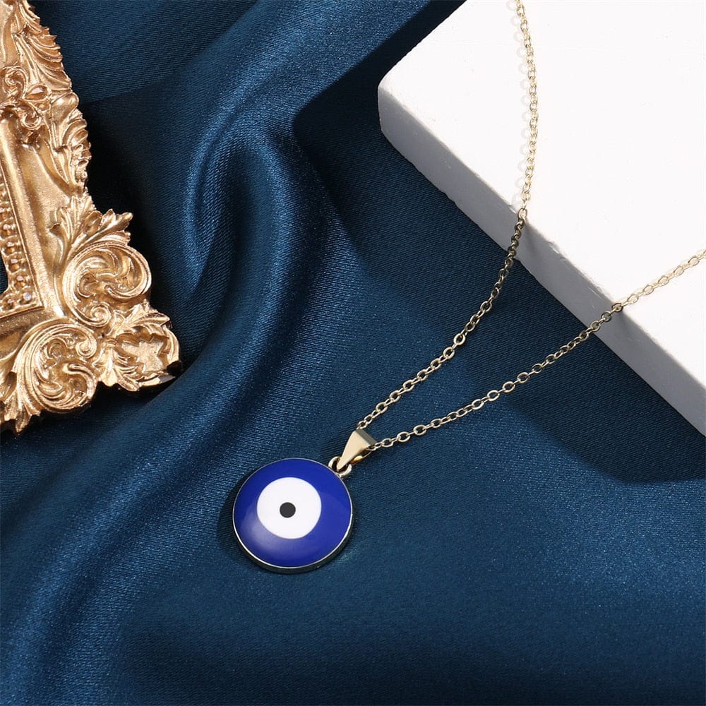 Greek Evil Eye Multicolor Evil Eye 14K Gold Plated Necklace