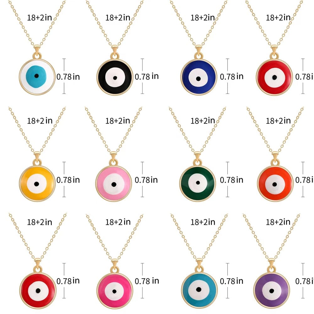 Greek Evil Eye Multicolor Evil Eye 14K Gold Plated Necklace