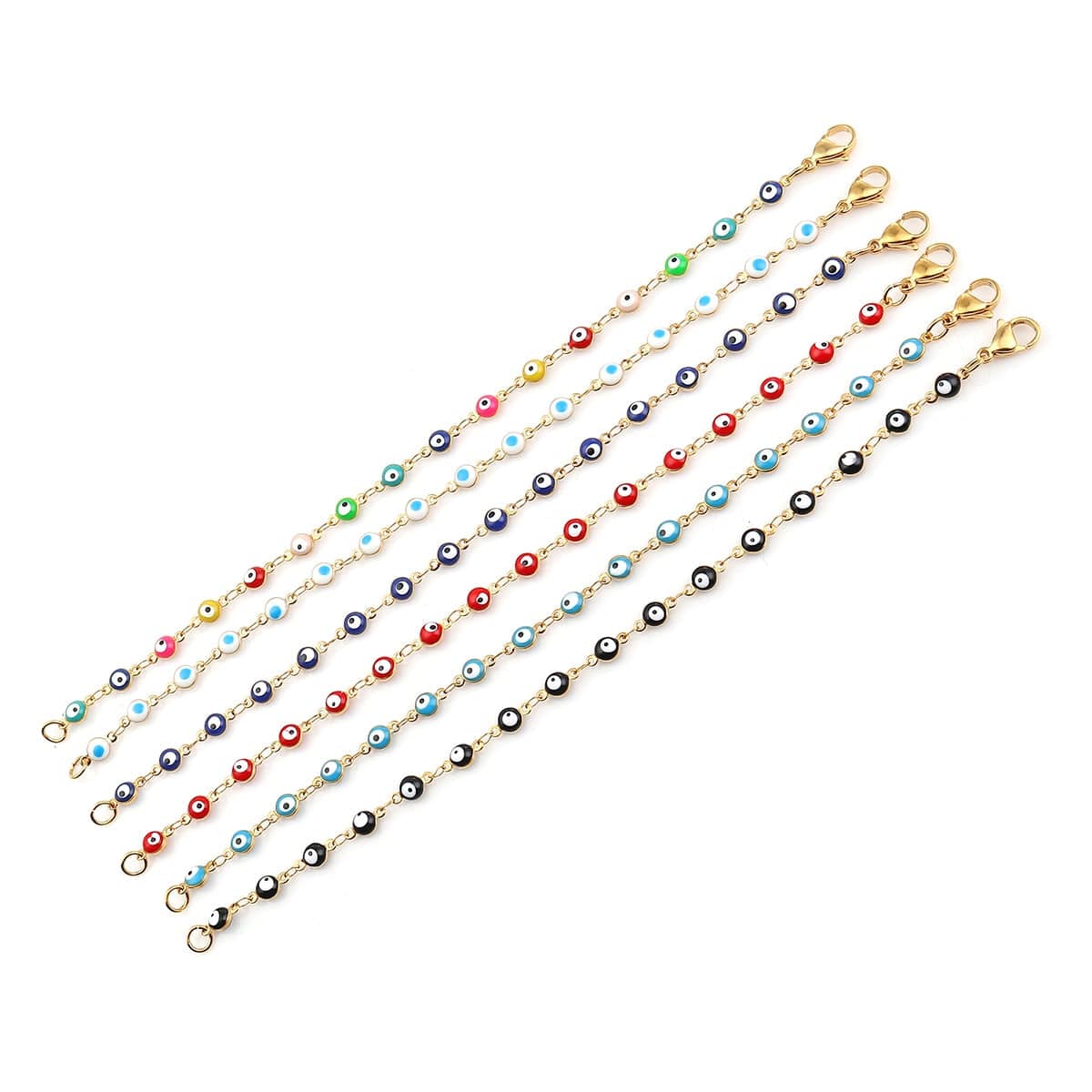 Greek Evil Eye Multicolor Evil Eye Gold Chain Bracelets