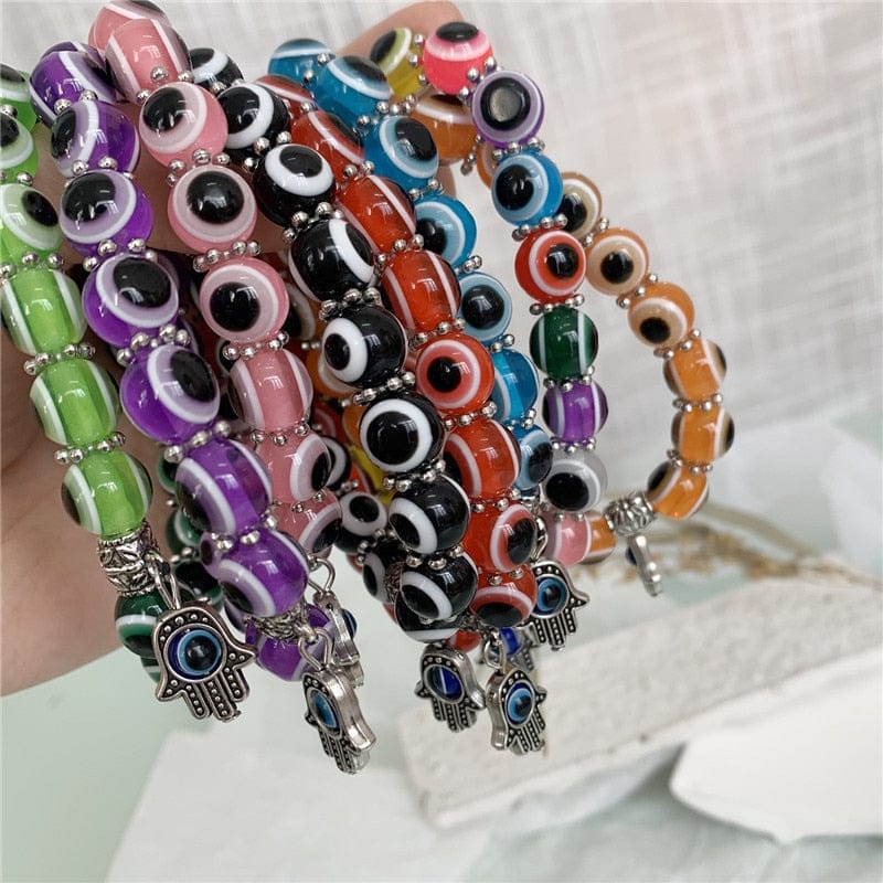 Greek Evil Eye Multicolor Evil Eye Hamsa Hand Bracelet