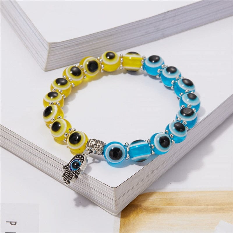 Greek Evil Eye Multicolor Evil Eye Hamsa Hand Bracelet