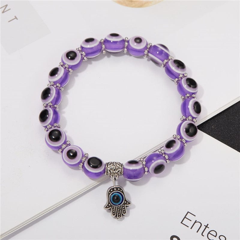 Greek Evil Eye Multicolor Evil Eye Hamsa Hand Bracelet