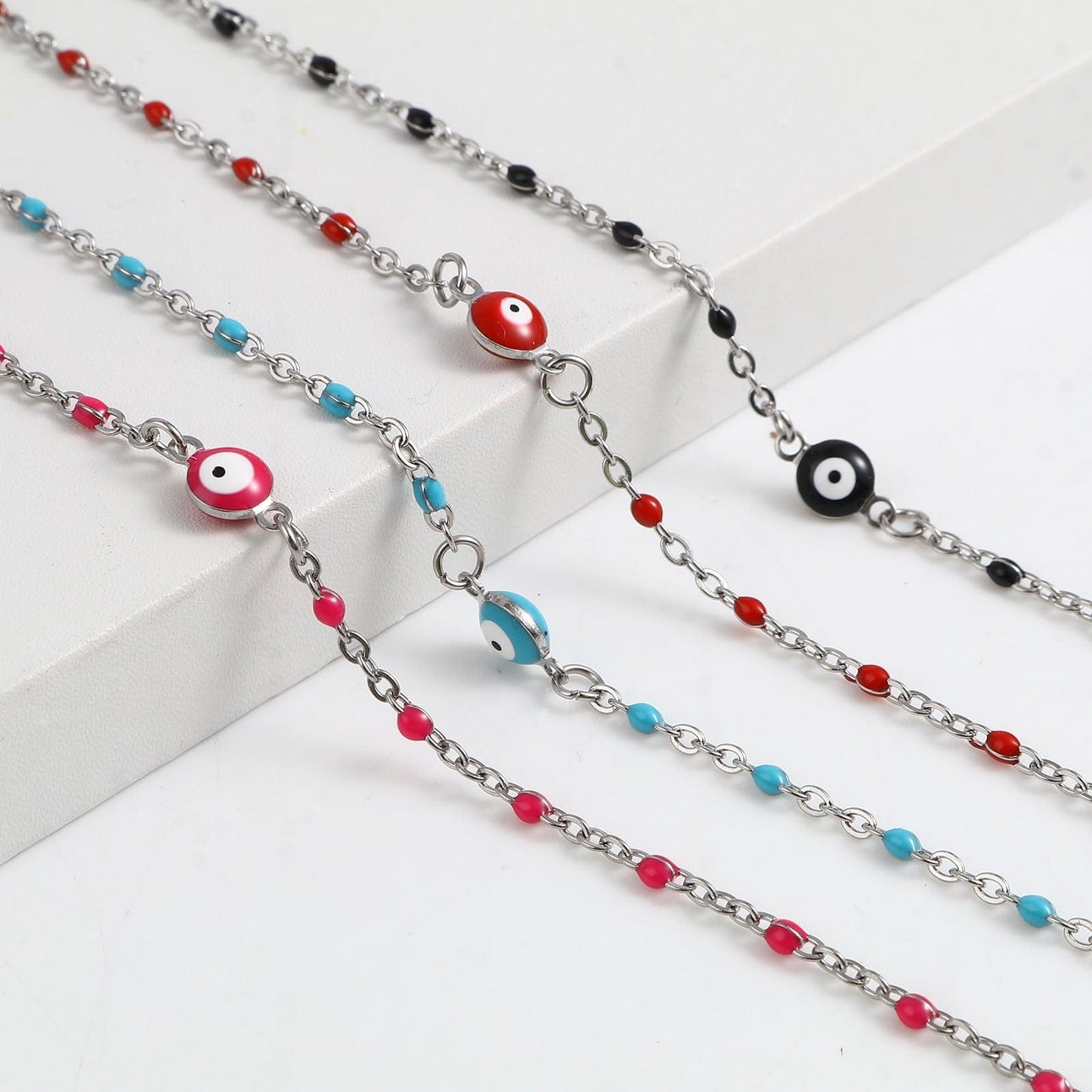 Greek Evil Eye Multicolor Round Evil Eye Anklet