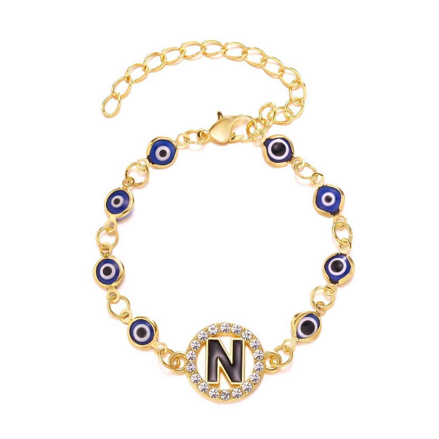 Greek Evil Eye N Evil Eye Alphabetic Bracelet