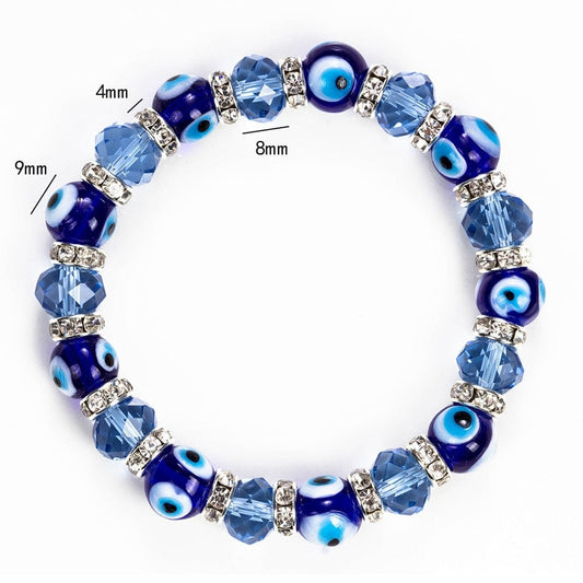 Greek Evil Eye Navy Blue Evil Eye Glass Beaded Bracelet