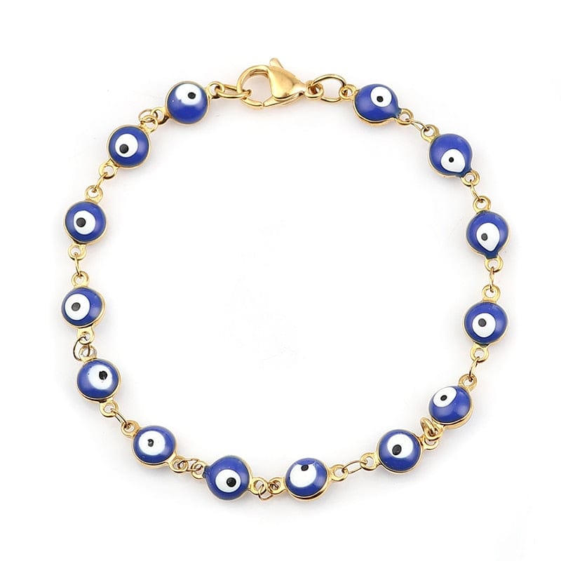 Greek Evil Eye Navy Blue Multicolor Evil Eye Gold Chain Bracelets