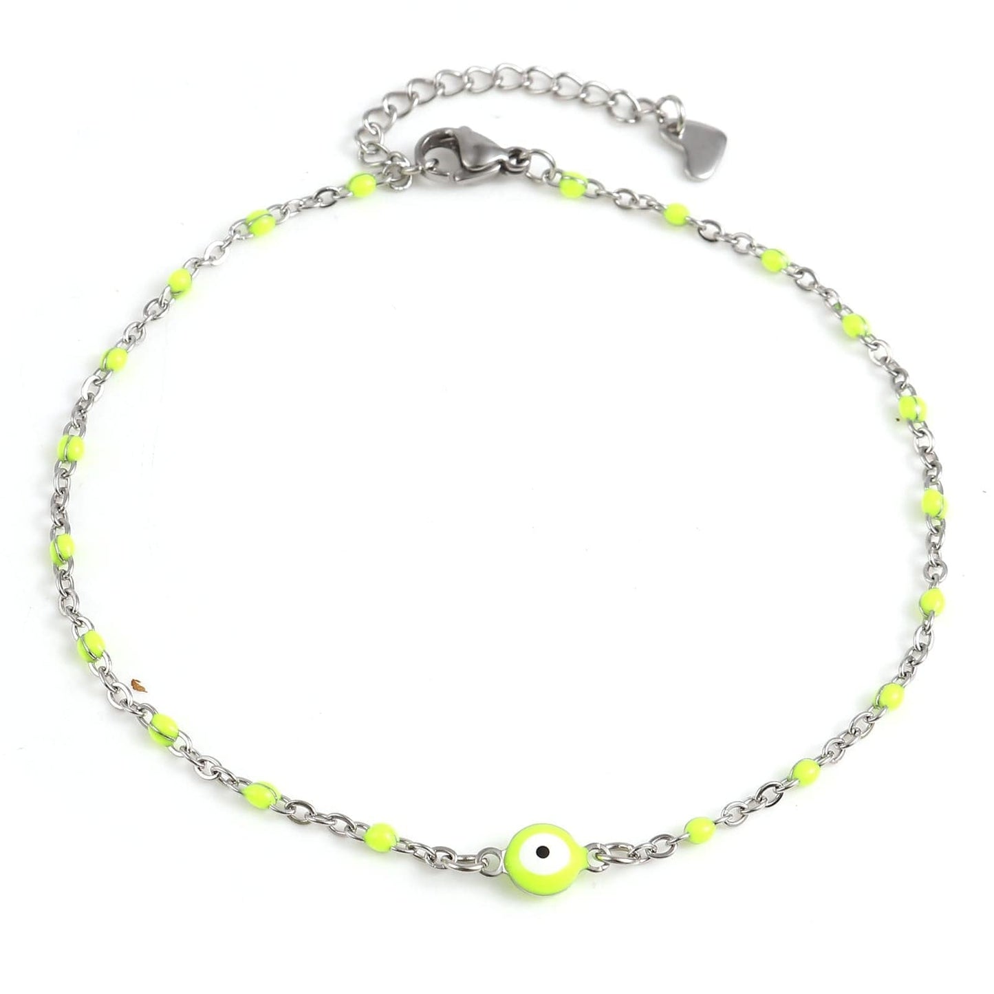 Greek Evil Eye Neon-Yellow Multicolor Round Evil Eye Anklet