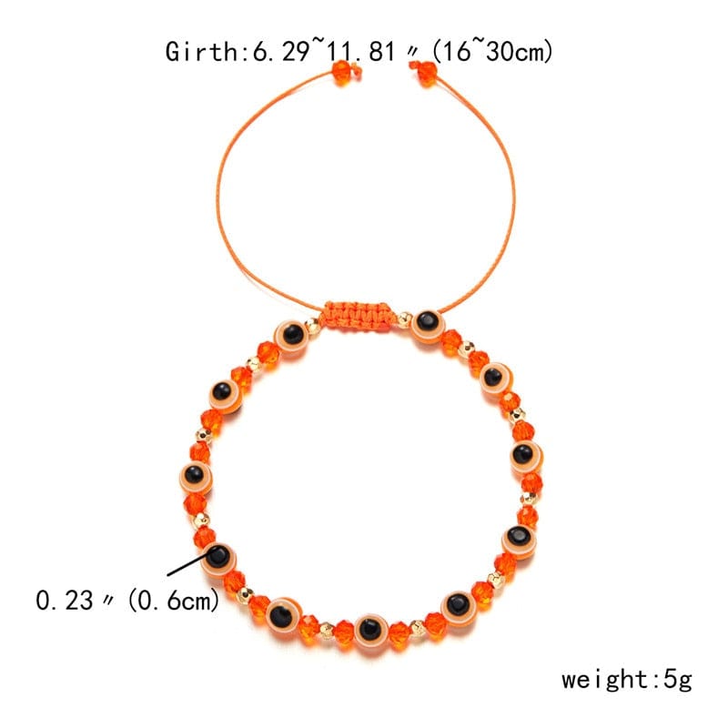 Greek Evil Eye Orange Classic Greek Eye Talisman Beaded Bracelet