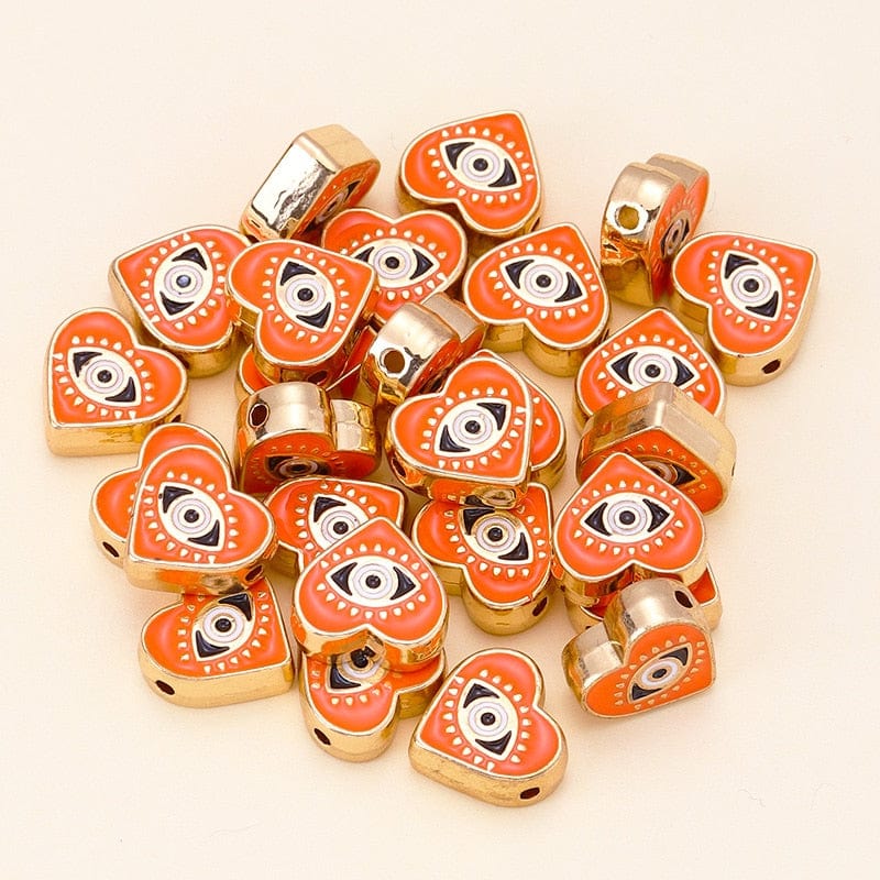 Greek Evil Eye Orange Evil Eye Beads for Jewelry