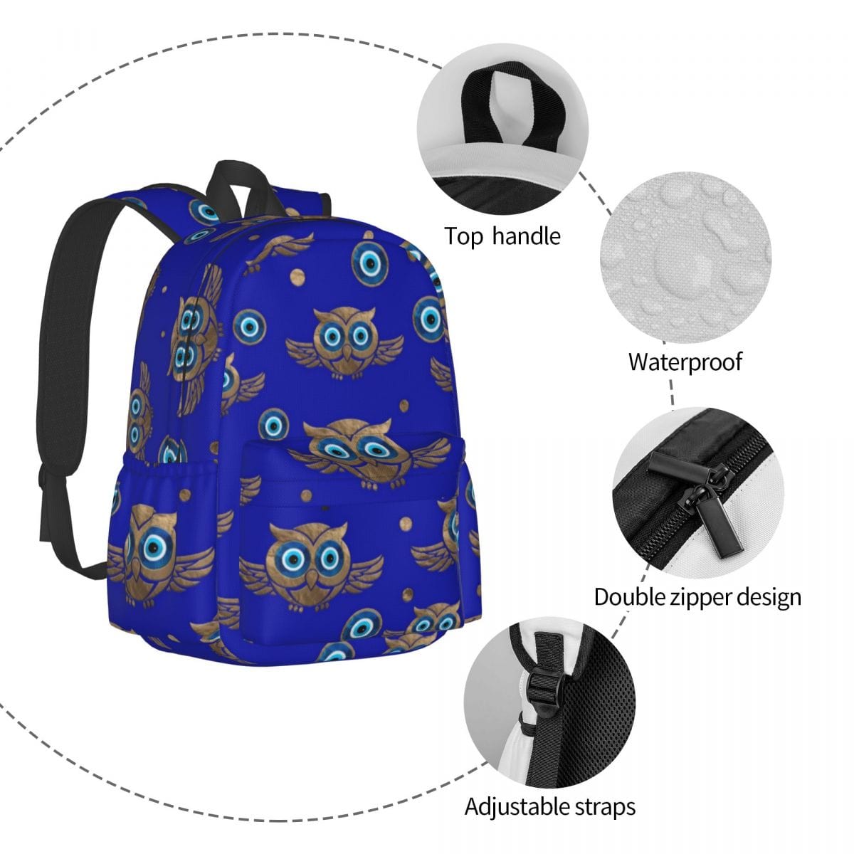 Greek Evil Eye Owl Print Evil Eye Bags