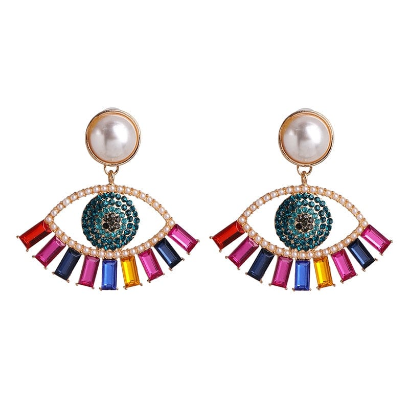 Greek Evil Eye Pine-Eye Evil Eye Drop Earrings