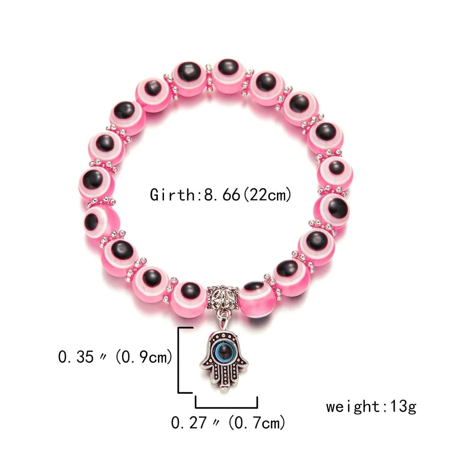 Greek Evil Eye Pink Multicolor Evil Eye Hamsa Hand Bracelet