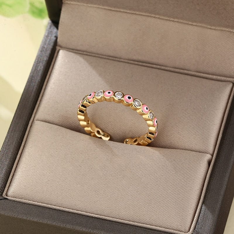 Greek Evil Eye Pink Multicolor Evil Eye Ring Best party Gift