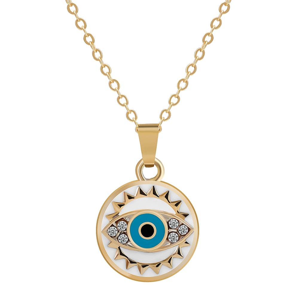 Greek Evil Eye Pretty-Eye Evil Eye 14k Gold Plated Necklace