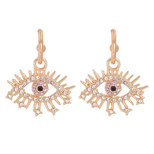 Greek Evil Eye Pretty Gold Evil Eye Drop Earrings