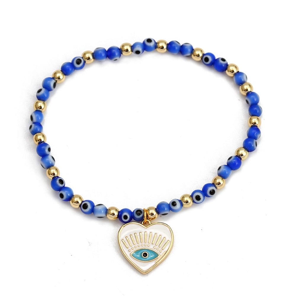 Greek Evil Eye Pretty Heart /1peice Evil Eye Golden Beaded Bracelet