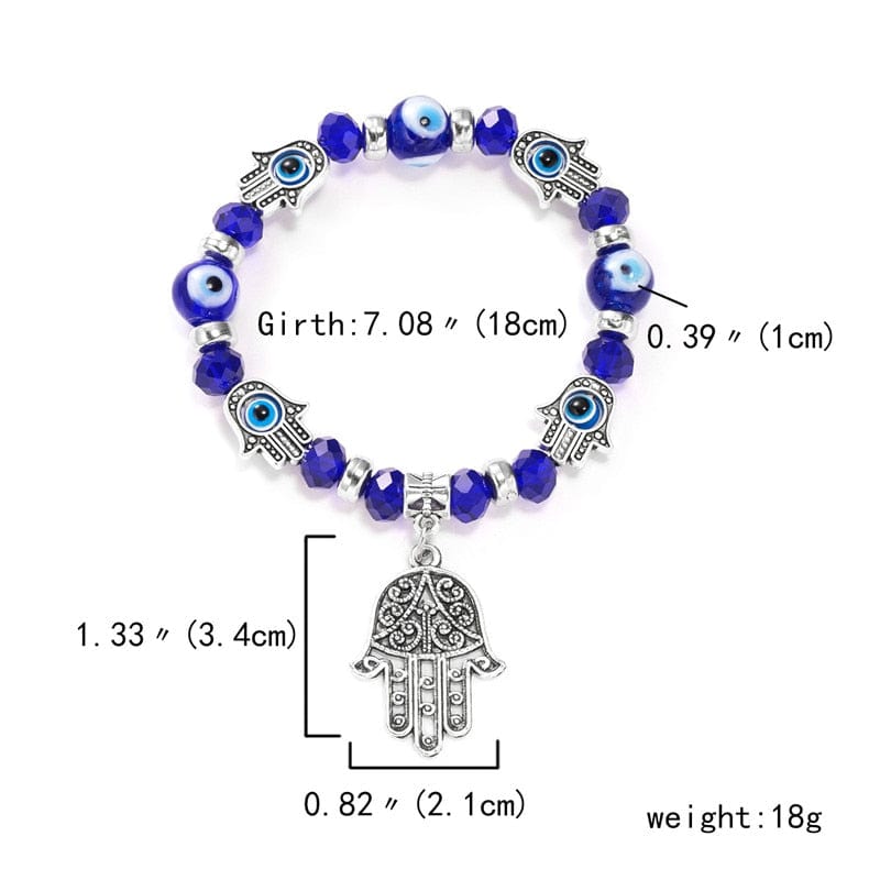 Greek Evil Eye Purple Classic Hamsa Hand-Beaded Bracelet