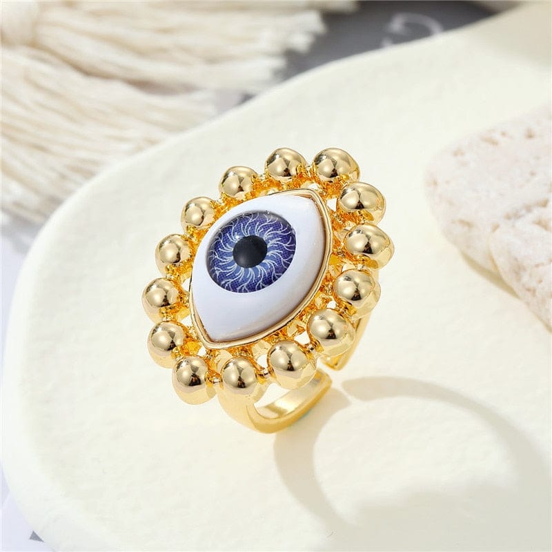 Greek Evil Eye Purple Evil Eye Bead Adjustable Ring