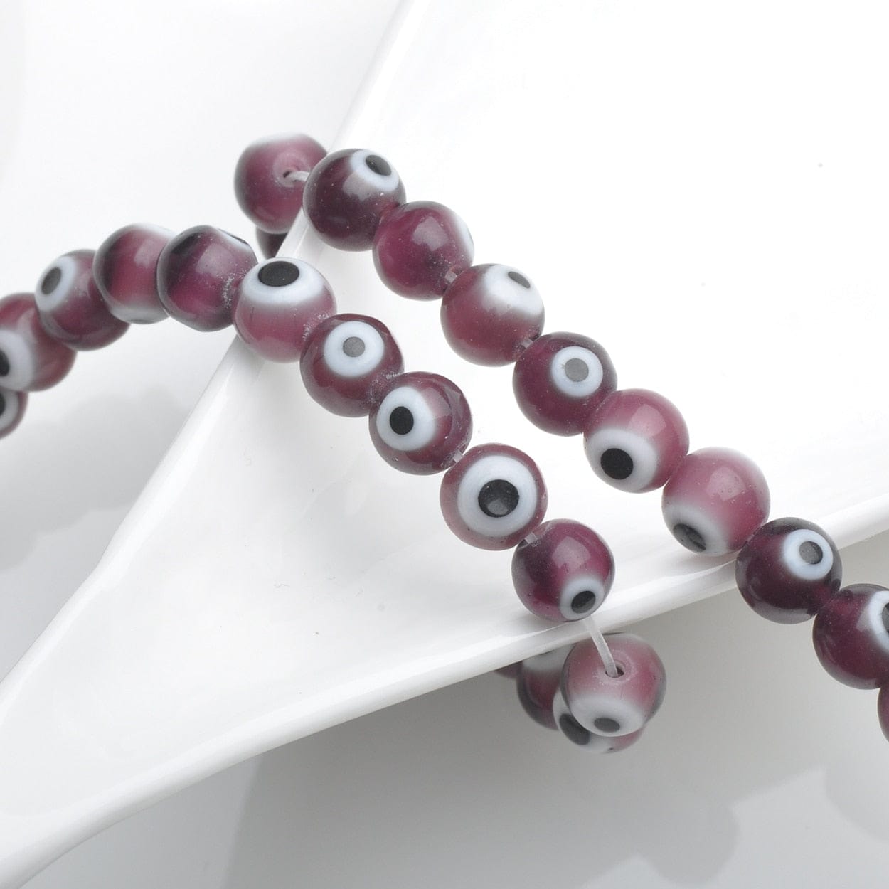 Greek Evil Eye Purple Evil Eye Rounded Beads 50pcs